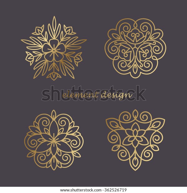 Download Set Vector Elements Style Mono Line Stock Vector (Royalty ...