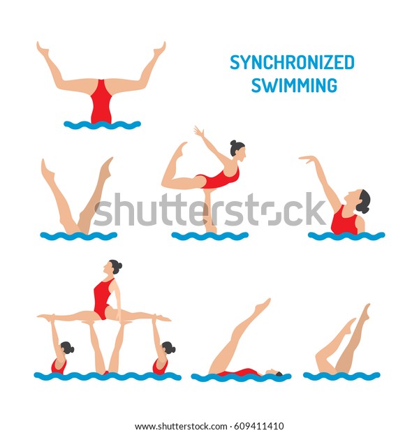 Set Vector Elements Womens Synchronised Swimming Stock Vector (Royalty ...