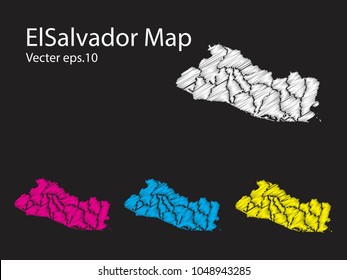 Set of vector elSalvador maps Multicolored contry map in geometric style for your design infographic vector illustration eps.10