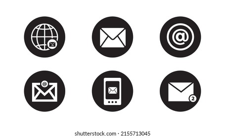 Set of vector with email icon on simple white background.
