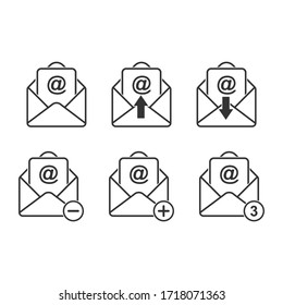Satz von Vektorsymbol-E-Mail-Symbolen. Stockillustration ein leerer Polygon ist einzeln auf weißem Hintergrund. Einfaches Design
