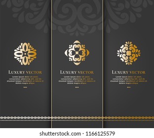 Set of vector emblem. Elegant, classic elements. Can be used for jewelry, beauty and fashion industry. Great for logo, monogram, invitation, flyer, menu, brochure, background, or any desired idea.