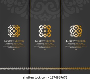Set of vector emblem. Elegant, classic elements. Can be used for jewelry, beauty and fashion industry. Great for logo, monogram, invitation, flyer, menu, brochure, background, or any desired idea.