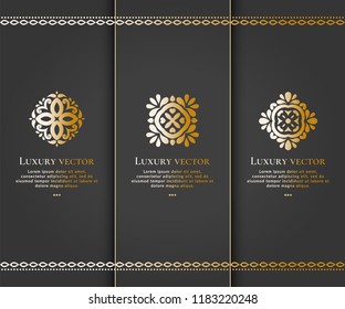 Set of vector emblem. Elegant, classic elements. Can be used for jewelry, beauty and fashion industry. Great for logo, monogram, invitation, flyer, menu, brochure, background, or any desired idea.