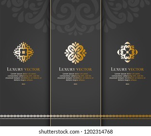 Set of vector emblem. Elegant, classic elements. Can be used for jewelry, beauty and fashion industry. Great for logo, monogram, invitation, flyer, menu, brochure, background, or any desired idea.