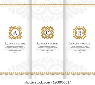 Set of vector emblem. Elegant, classic elements. Can be used for jewelry, beauty and fashion industry. Great for logo, monogram, invitation, flyer, menu, brochure, background, or any desired idea.