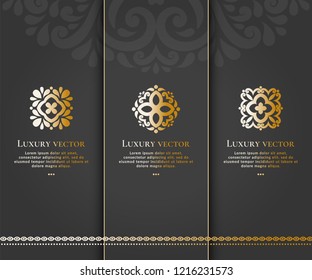 Set of vector emblem. Elegant, classic elements. Can be used for jewelry, beauty and fashion industry. Great for logo, monogram, invitation, flyer, menu, brochure, background, or any desired idea.