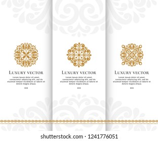 Set of vector emblem. Elegant, classic elements. Can be used for jewelry, beauty and fashion industry. Great for logo, monogram, invitation, flyer, menu, brochure, background, or any desired idea.