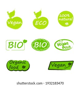 Set of vector emblem with inscriptions vegan, eco, bio, organic