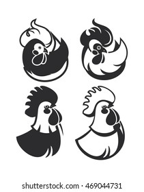 set of vector emblems badges cock on a white background
