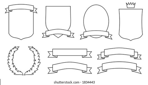 Set of vector emblems, crests, shields and scrolls. This is a vector image - you can simply edit colors and shapes