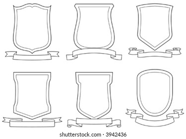 Set of vector emblems, crests, shields and scrolls