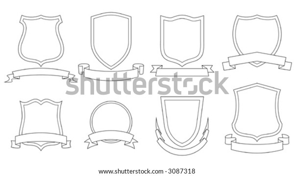 Set Vector Emblems Crests Shields Scrolls Stock Vector (Royalty Free ...