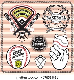 set of vector emblems and signs for baseball