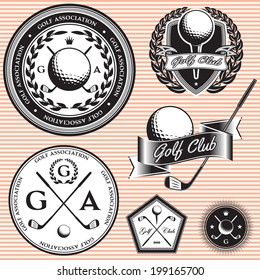 set of vector emblems to topic golf game