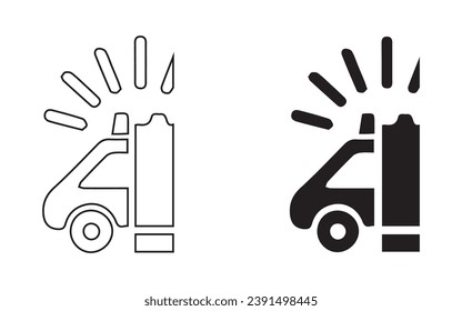 Ajuste el símbolo de sirena de emergencia vectorial en un diseño plano.