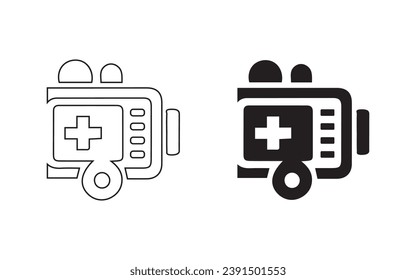 Ajuste el símbolo de sirena de emergencia vectorial en un diseño plano.