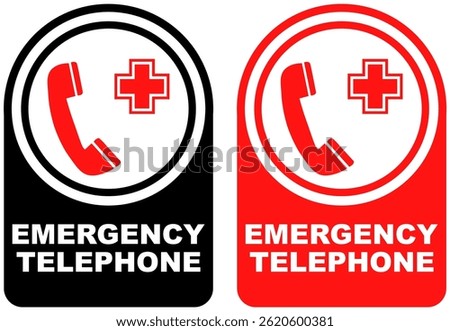 Set vector emergency telephone sign symbol labels sticker design illustration