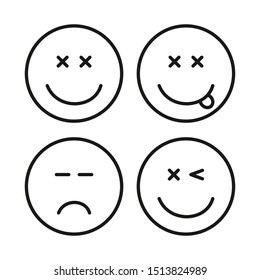 Set of vector emoji. Faces with different emotions. Web emoji. People faces. Happy face. Sad face. Winking face.  