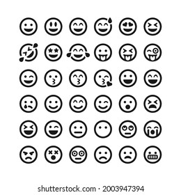Set of vector Emoticons. Set of Emoji. Smile black linear icons isolated Vector illustration EPS 10