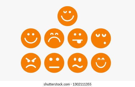 Set of vector Emoticons on grey Background