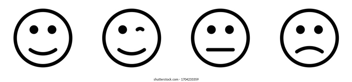 Set of vector Emoticons. Smiley emotion colection.Emoticons set. Web icons in modern simple flat design. Line smilies, set smiley emotion.Vector