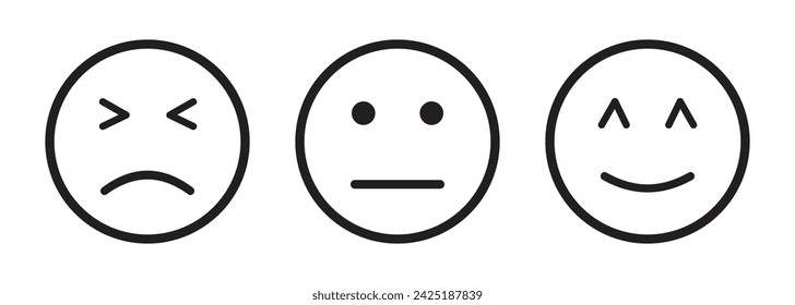 Set von Vektor-Emoticons, Smiley, Flat und Sad Emoticons Set, Web-Icons in modernem einfachen flachen Design