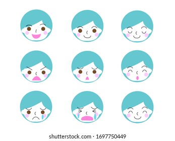 Set of vector emotional face icons.