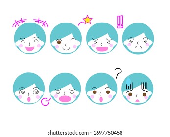 Conjunto de iconos vectoriales de cara emocional.
