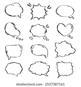 Set vector empty colorful speech bubbles for chat messages, message boxes, balloons, labels, price tags, stickers, posters, badges. Speech signs, communication frames.
