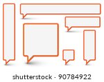 Set of vector empty plastic Comic Clouds and bubbles with red border