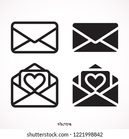 set vector Envelope with Valentine Heart Graphic