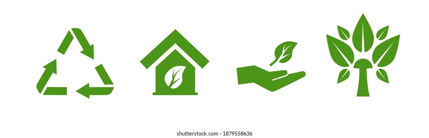 Conjunto de vectores de iconos ambientales sobre fondo blanco.
