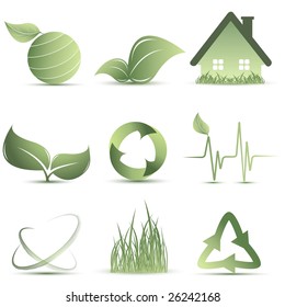set of vector environmental icons with shadows