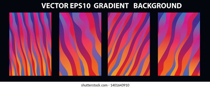 Set of Vector EPS 10 illustration Gradient Background Texture. Template for design, banner, flyer, business card, poster, wallpaper, brochure, smartphone screen, mobile app.