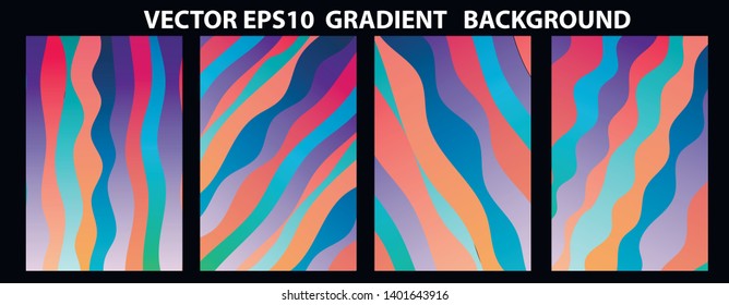 Set of Vector EPS 10 illustration Gradient Background Texture. Template for design, banner, flyer, business card, poster, wallpaper, brochure, smartphone screen, mobile app.