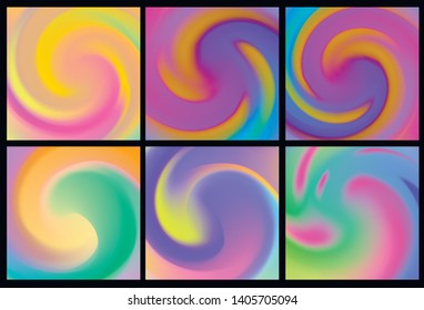 Set of Vector EPS 10 illustration Spiral Gradient Background Texture. Template for design, banner, flyer, business card, poster, wallpaper, brochure, smartphone screen, mobile app