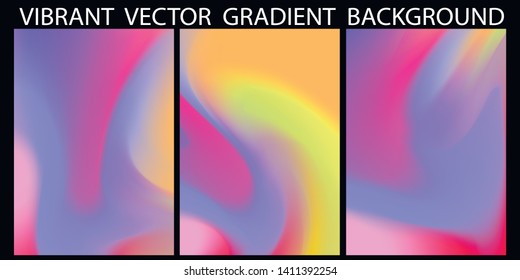 Set of Vector EPS 10 illustration Gradient Background Texture. Template for design, banner, flyer, business card, poster, wallpaper, brochure, smartphone screen, mobile app.