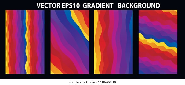 Set of Vector EPS 10 illustration Gradient Background Texture. Template for design, banner, flyer, business card, poster, wallpaper, brochure, smartphone screen, mobile app.