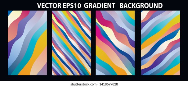 Set of Vector EPS 10 illustration Gradient Background Texture. Template for design, banner, flyer, business card, poster, wallpaper, brochure, smartphone screen, mobile app.