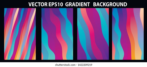 Set of Vector EPS 10 illustration Gradient Background Texture. Template for design, banner, flyer, business card, poster, wallpaper, brochure, smartphone screen, mobile app.