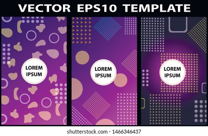 Set of Vector EPS 10 illustration Gradient Background Texture. Template for design, banner, flyer, business card, poster, wallpaper, brochure, smartphone screen, mobile app