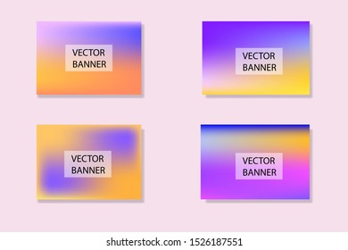 Set of Vector EPS 10 illustration Gradient Background Texture. Template for design, banner, flyer, business card, poster, wallpaper, brochure, smartphone screen, mobile app.