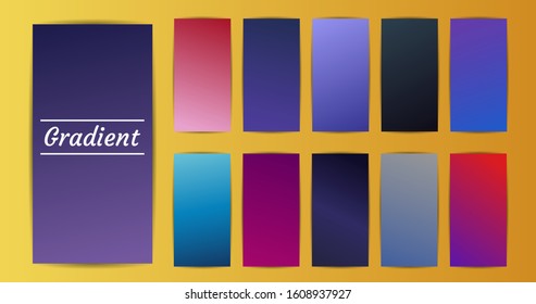 Set of Vector EPS 10 illustration Gradient Background Texture. Template for design, banner, flyer, business card, poster, wallpaper, brochure, smartphone screen, mobile app.