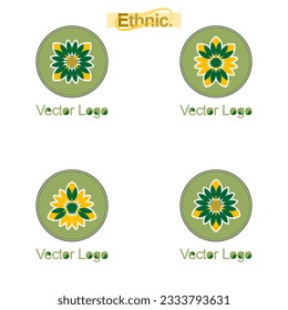 Set of Vector Ethnic Abstract Ornament Logo Emblems Monoline Line Art Full Color Original Design