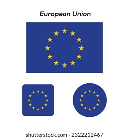 Set of vector European Union flag