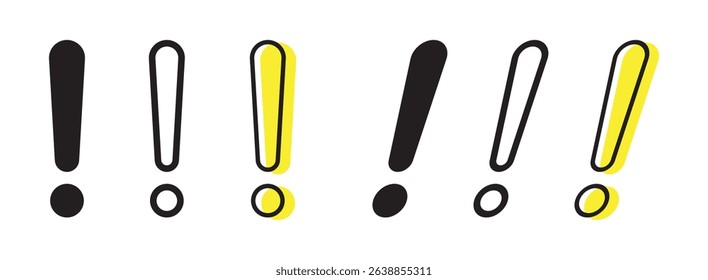 Set of vector exclamation mark icons.