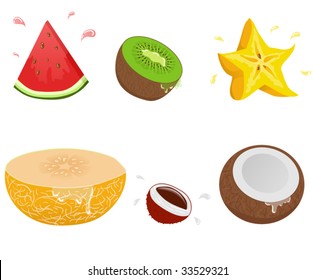 Set of vector exotic fruits