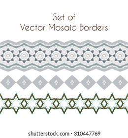 Set of vector exquisite filigree borders or brush style mosaics and inlay