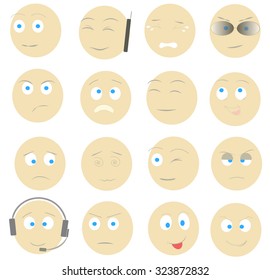 set of vector face, different emotions